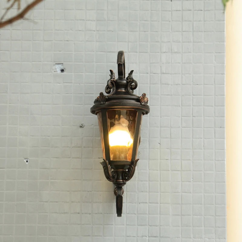 Zwarte urnvorm wandlamp rustiek helder waterglas 1 kop buitenwandkandelaar Clearhalo
