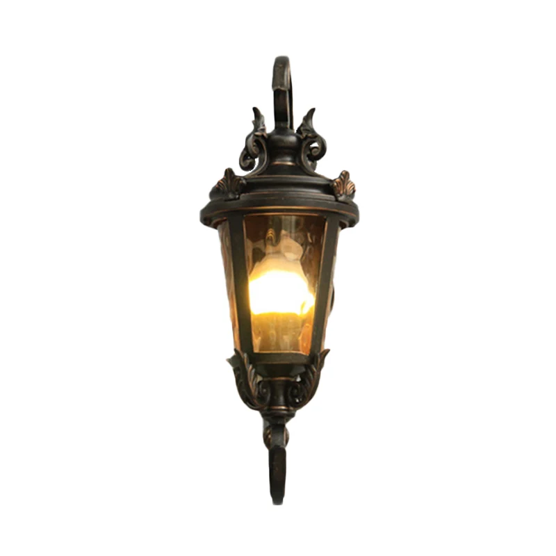 Zwarte urnvorm wandlamp rustiek helder waterglas 1 kop buitenwandkandelaar Clearhalo