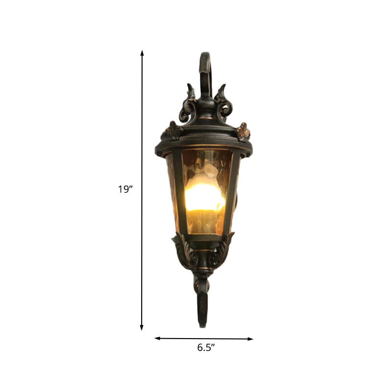 Zwarte urnvorm wandlamp rustiek helder waterglas 1 kop buitenwandkandelaar Clearhalo