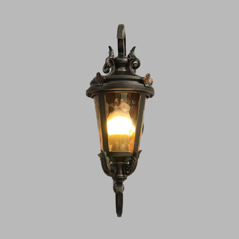 Zwarte urnvorm wandlamp rustiek helder waterglas 1 kop buitenwandkandelaar Clearhalo