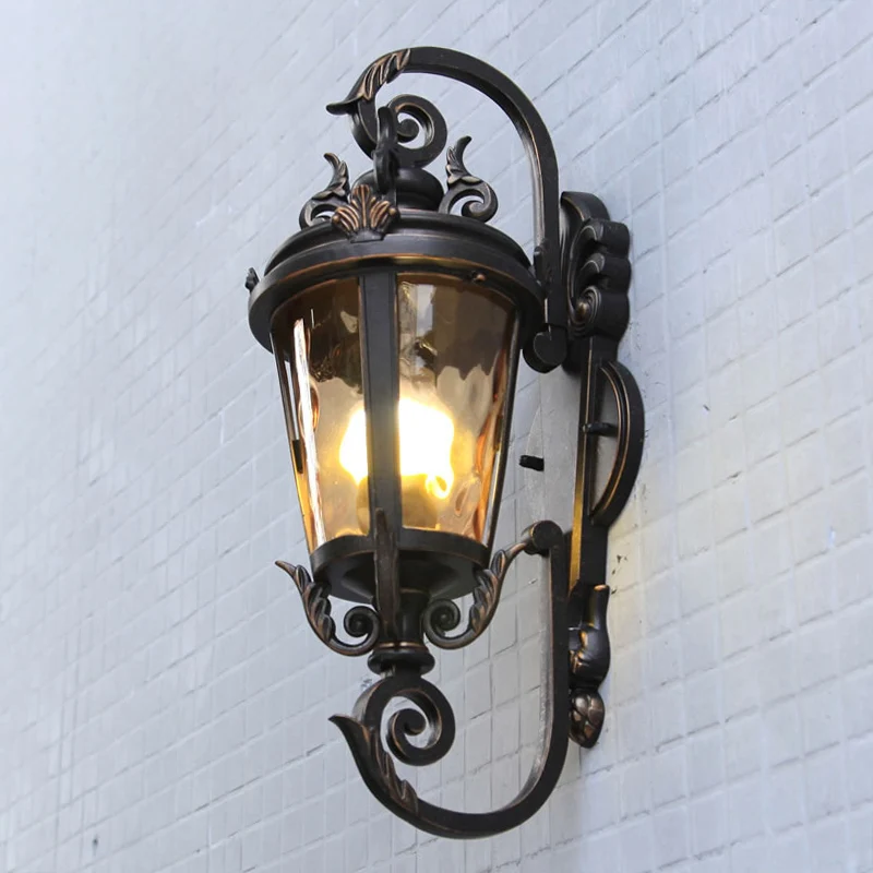 Zwarte urnvorm wandlamp rustiek helder waterglas 1 kop buitenwandkandelaar Clearhalo
