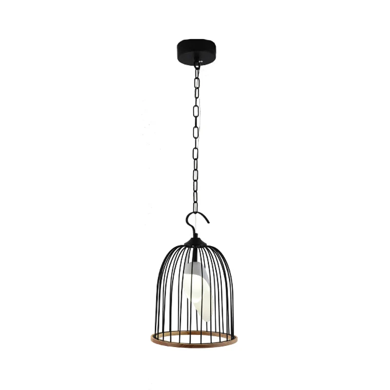 Zwarte vogelkooi hanglamp moderne 1 kop metalen plafond hanglamp voor woonkamer Clearhalo