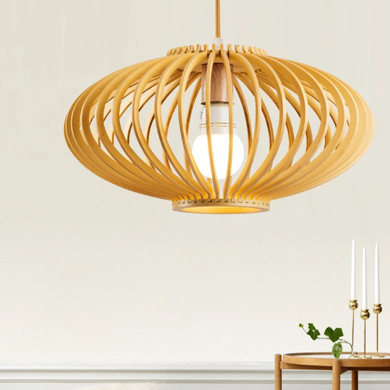 Zwart/gele lasergesneden hanglamp eigentijds 1 kop houten plafondhanglamp voor restaurant Clearhalo
