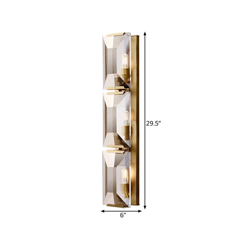Zwart/Goud 3 Lampen Inbouw Wandlamp Vintage Ijzeren Rechthoekige Schanslamp Clearhalo