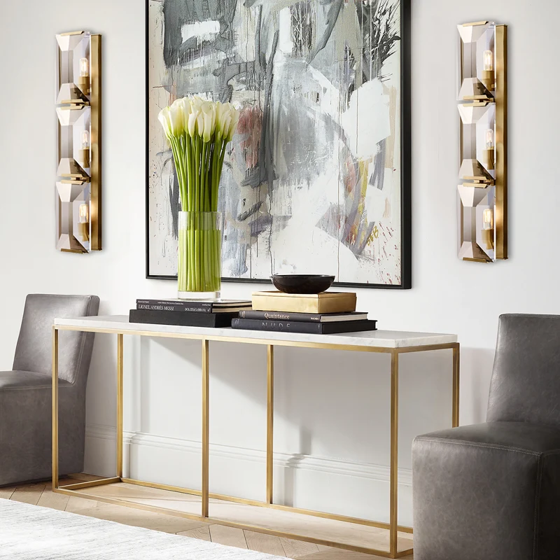Zwart/Goud 3 Lampen Inbouw Wandlamp Vintage Ijzeren Rechthoekige Schanslamp Clearhalo
