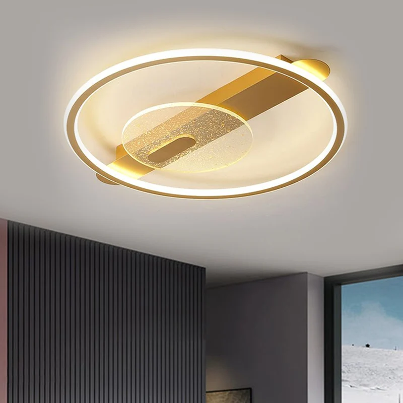 Zwart/Goud LED Ronde Semi-Inbouw Simplicity Acryl Plafondlamp Armatuur Warm/Wit Licht, 16,5"/20,5" Breedte Clearhalo