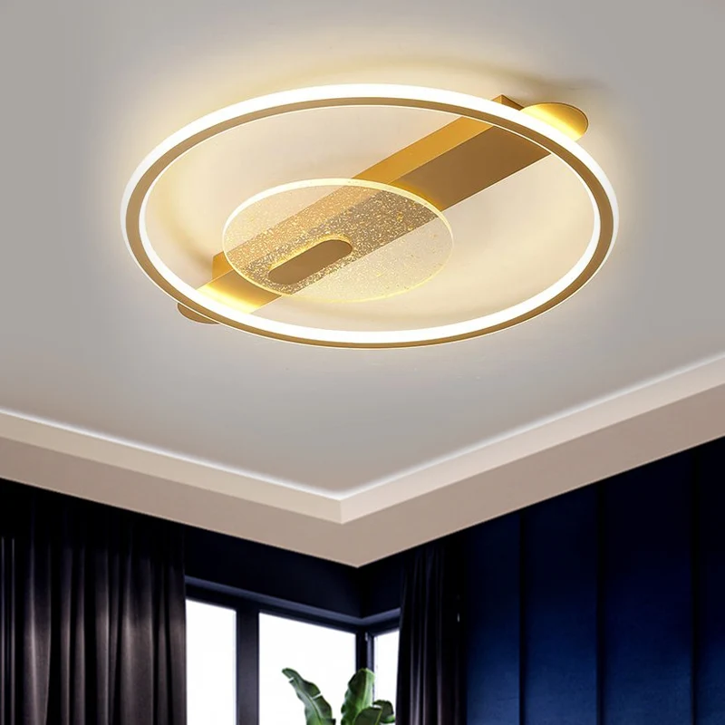 Zwart/Goud LED Ronde Semi-Inbouw Simplicity Acryl Plafondlamp Armatuur Warm/Wit Licht, 16,5"/20,5" Breedte Clearhalo