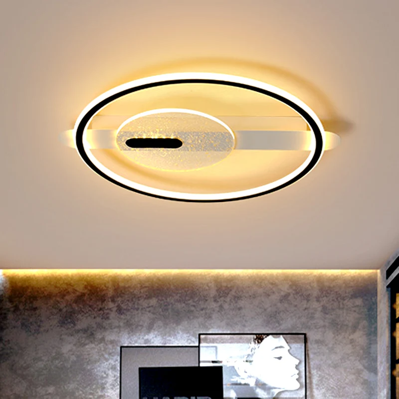 Zwart/Goud LED Ronde Semi-Inbouw Simplicity Acryl Plafondlamp Armatuur Warm/Wit Licht, 16,5"/20,5" Breedte Clearhalo
