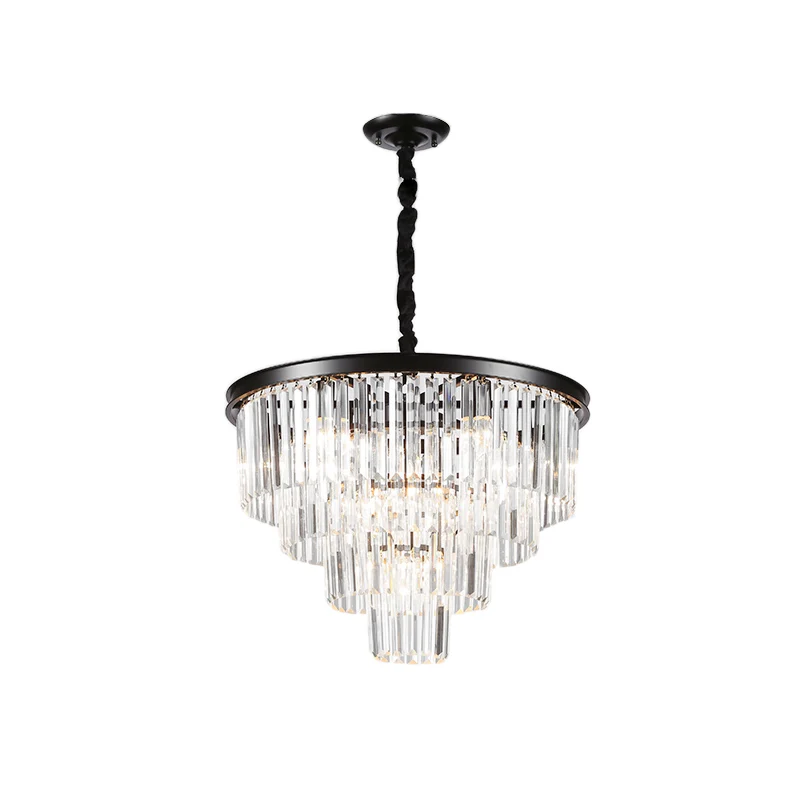 Zwart/goud verstelbare taps toelopende kroonluchterlamp minimalistische 6/9/15-lichts kristallen hanglamp, 19,5"/23,5"/31,...