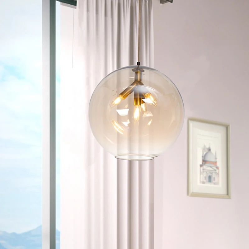 Zwart/Gouden Afwerking Globe Hangende Hanger Driekoppige Moderne Helder Glazen Mini Kroonluchter Clearhalo