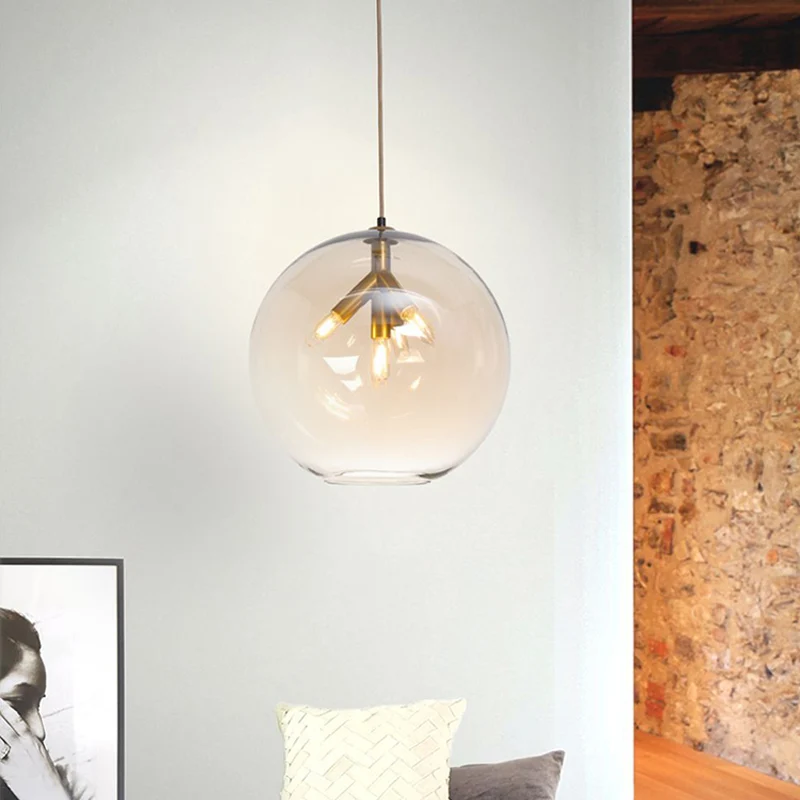 Zwart/Gouden Afwerking Globe Hangende Hanger Driekoppige Moderne Helder Glazen Mini Kroonluchter Clearhalo
