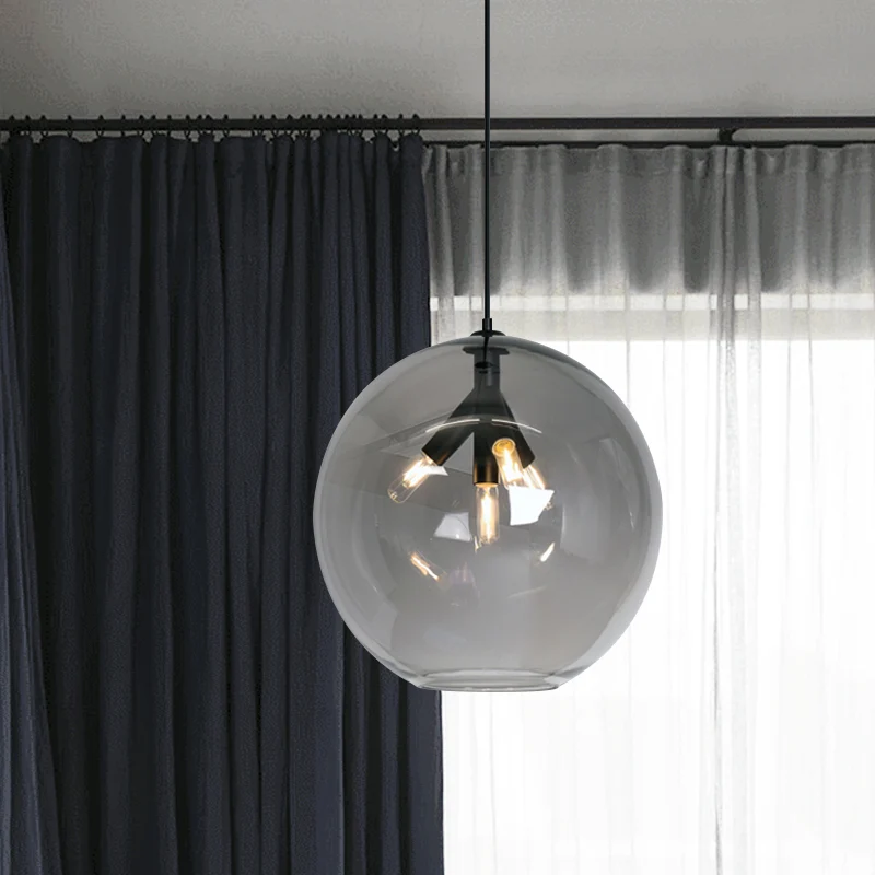 Zwart/Gouden Afwerking Globe Hangende Hanger Driekoppige Moderne Helder Glazen Mini Kroonluchter Clearhalo