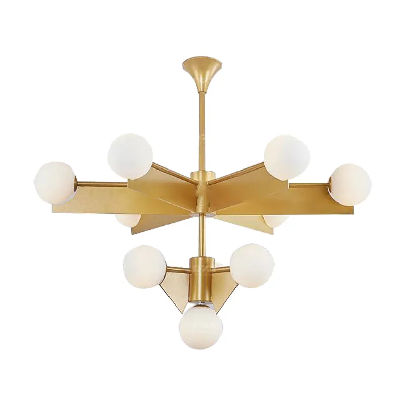 Zwart/Gouden Afwerking Tiers Kroonluchter Verlichting Moderne 10/18 Lichten Metalen Hanglamp met Matglazen Bolkap Clearhalo