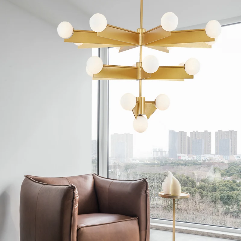 Zwart/Gouden Afwerking Tiers Kroonluchter Verlichting Moderne 10/18 Lichten Metalen Hanglamp met Matglazen Bolkap Clearhalo