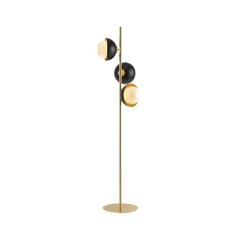 Zwart-gouden halfronde staande lichtmodernistische LED-metalen vloerlamp voor slaapkamer Clearhalo