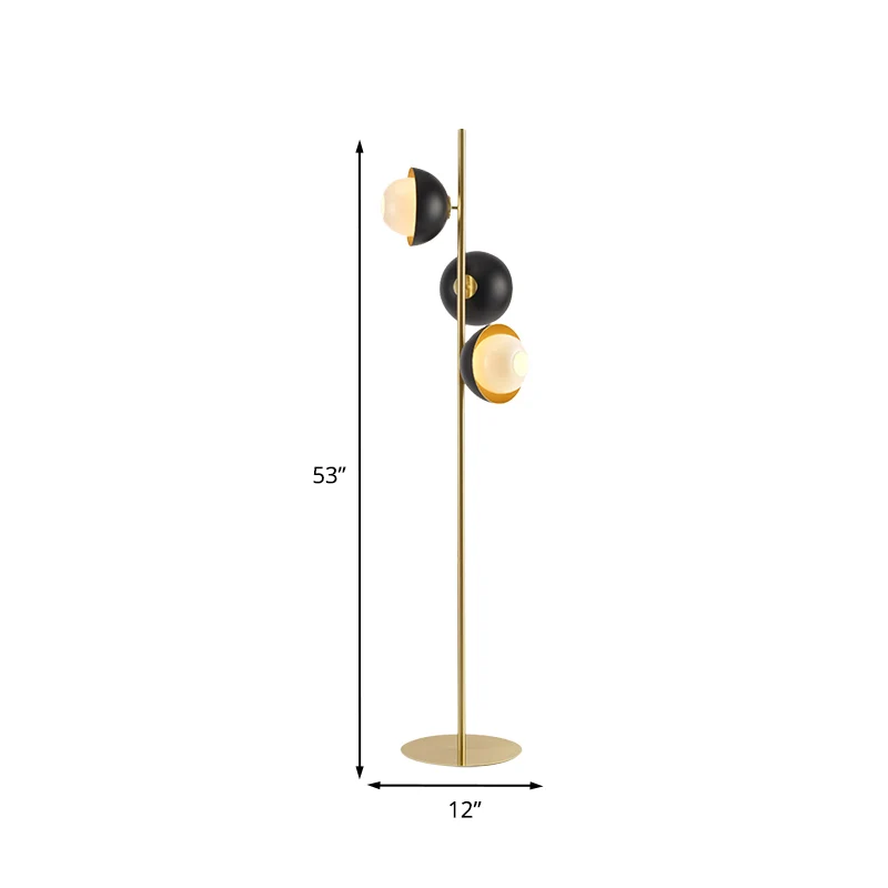 Zwart-gouden halfronde staande lichtmodernistische LED-metalen vloerlamp voor slaapkamer Clearhalo