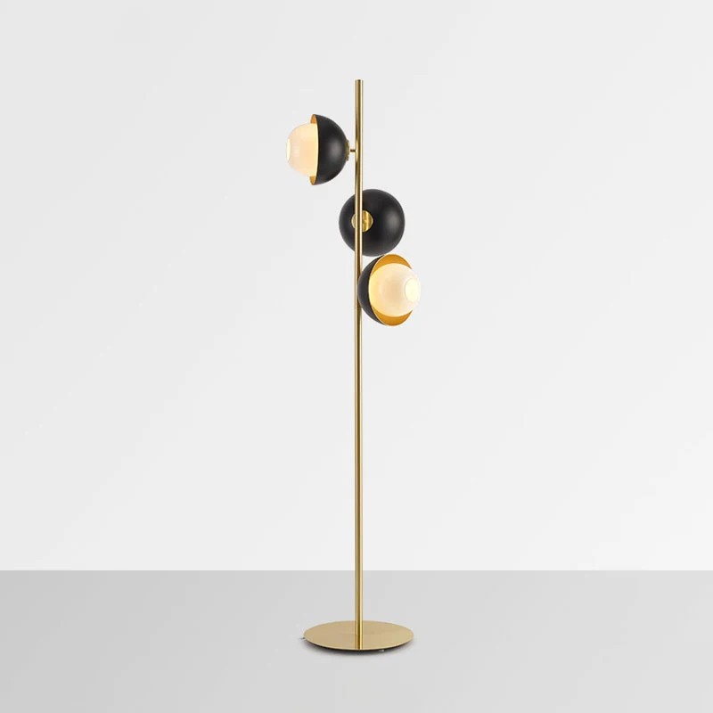 Zwart-gouden halfronde staande lichtmodernistische LED-metalen vloerlamp voor slaapkamer Clearhalo