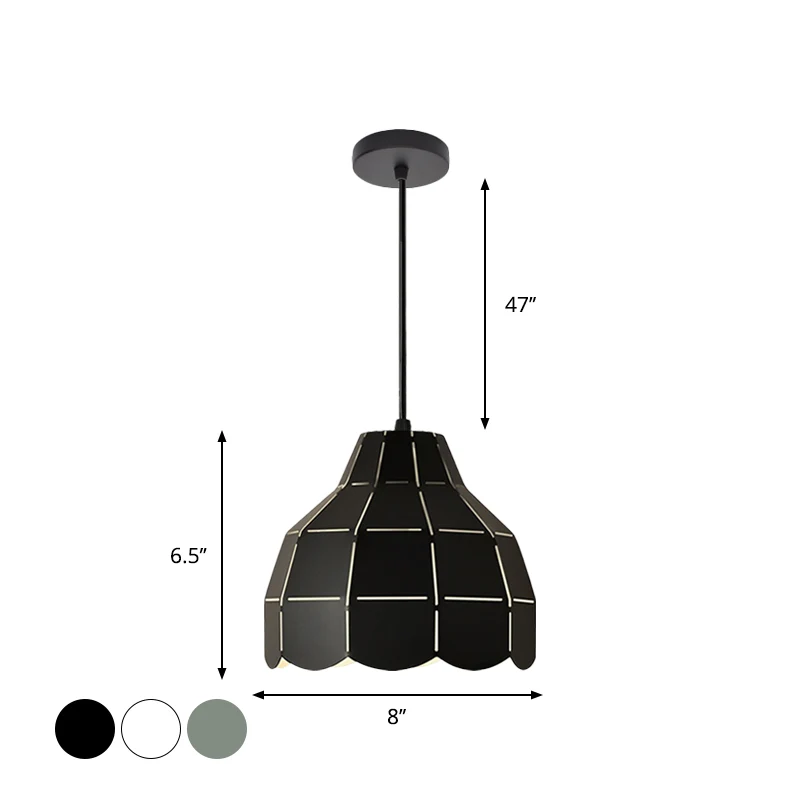 Zwart/Grijs/Wit Koepel Hanglamp Eén Lamp Scandinavische Stijl Metalen Hanglamp voor Eetkamer Clearhalo