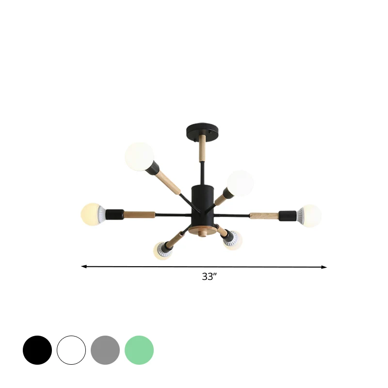 Zwart/groen/grijs/wit Sky Bang hanglamp houten kroonluchter Scandinavische stijl voor woonkamerfoyer Clearhalo