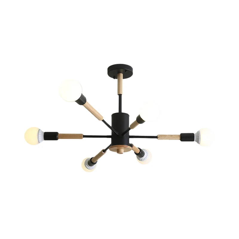 Zwart/groen/grijs/wit Sky Bang hanglamp houten kroonluchter Scandinavische stijl voor woonkamerfoyer Clearhalo