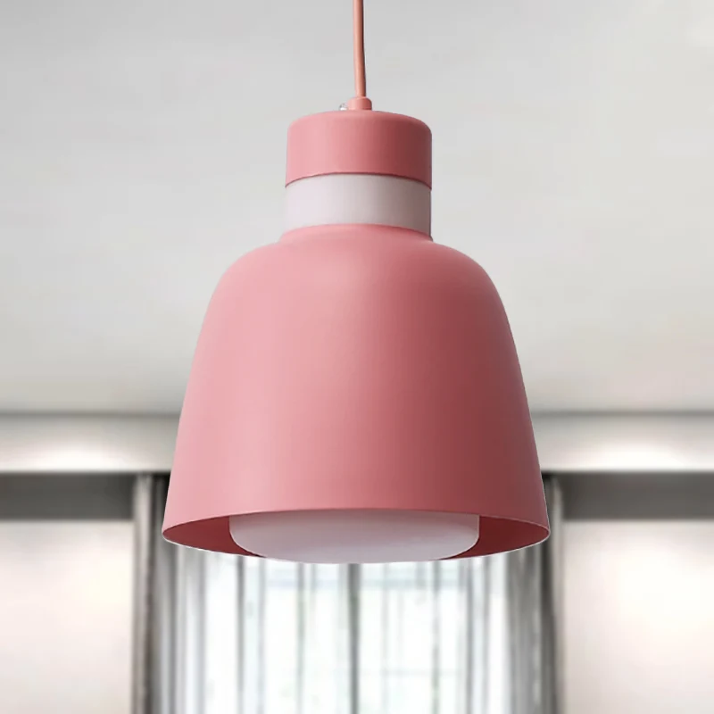 Zwart/roze/geel Bell-plafondhanglamp Modernisme 1 metalen hanglampenset Clearhalo