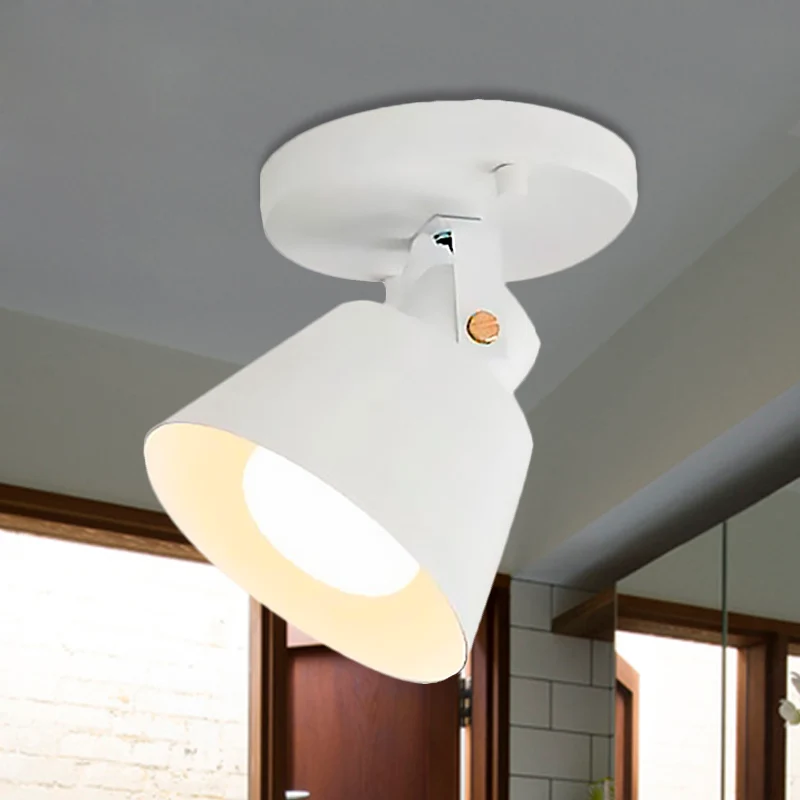 Zwart/Wit 1-kops semi-inbouw plafondlamp Loft Stijlvolle metalen conische kap Draaibare plafondlamp Clearhalo