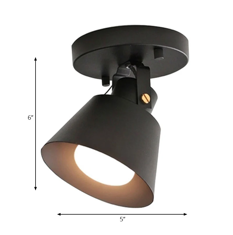Zwart/Wit 1-kops semi-inbouw plafondlamp Loft Stijlvolle metalen conische kap Draaibare plafondlamp Clearhalo