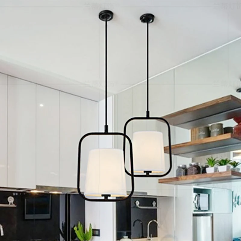 Zwart/wit 1-lichts hanglamp, klassieke stoffen hemellantaarn, hanglamp voor slaapkamer Clearhalo