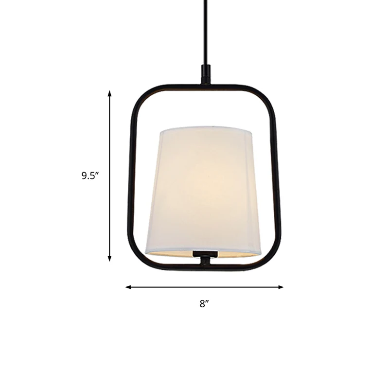 Zwart/wit 1-lichts hanglamp, klassieke stoffen hemellantaarn, hanglamp voor slaapkamer Clearhalo