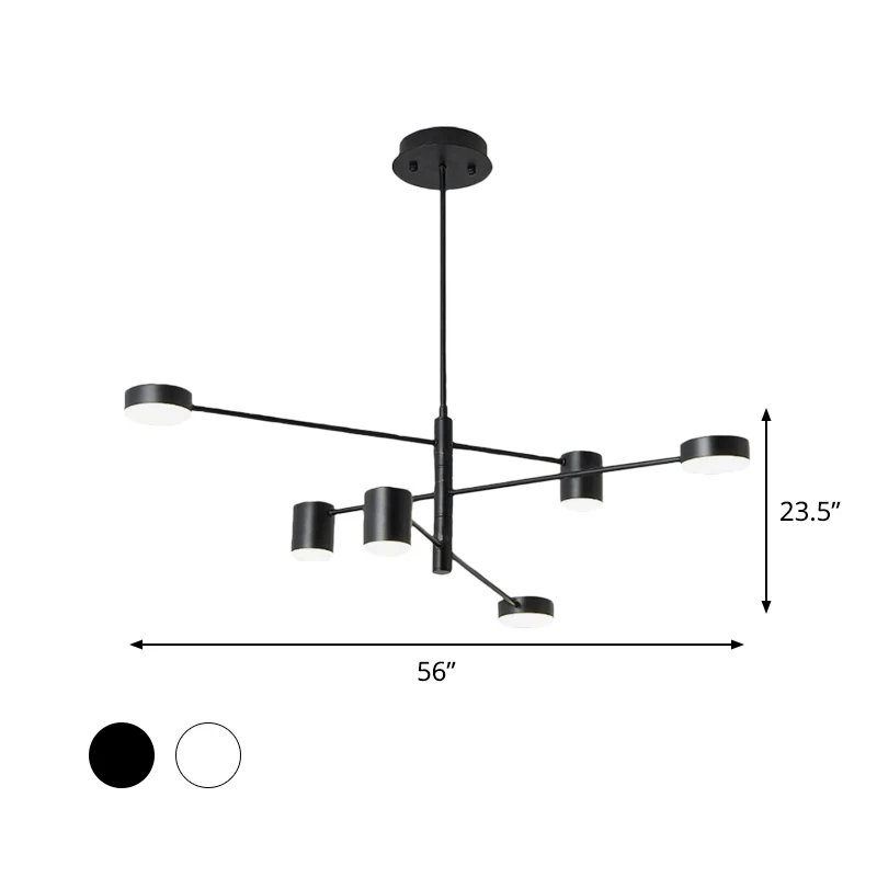 Zwart/wit 3/4-laags rechte armhanger modern ijzer 6/8 lampen LED-kroonluchterlicht warm/wit licht met draaibaar ontwerp, 2...