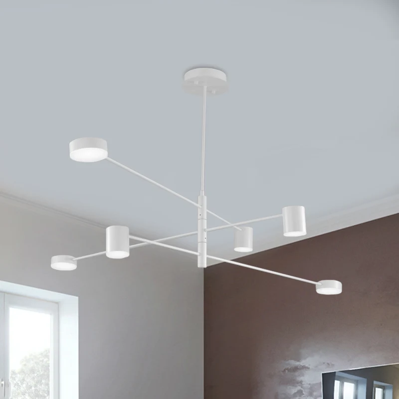 Zwart/wit 3/4-laags rechte armhanger modern ijzer 6/8 lampen LED-kroonluchterlicht warm/wit licht met draaibaar ontwerp, 2...
