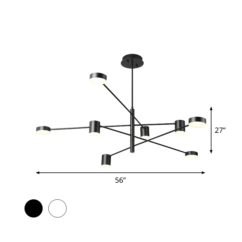 Zwart/wit 3/4-laags rechte armhanger modern ijzer 6/8 lampen LED-kroonluchterlicht warm/wit licht met draaibaar ontwerp, 2...