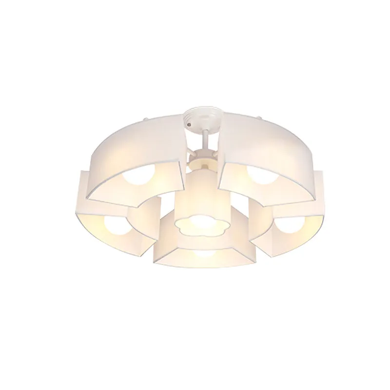 Zwart/wit gebogen blok inbouw hedendaagse 6-kops stoffen semi-gemonteerde verlichting voor woonkamer Clearhalo