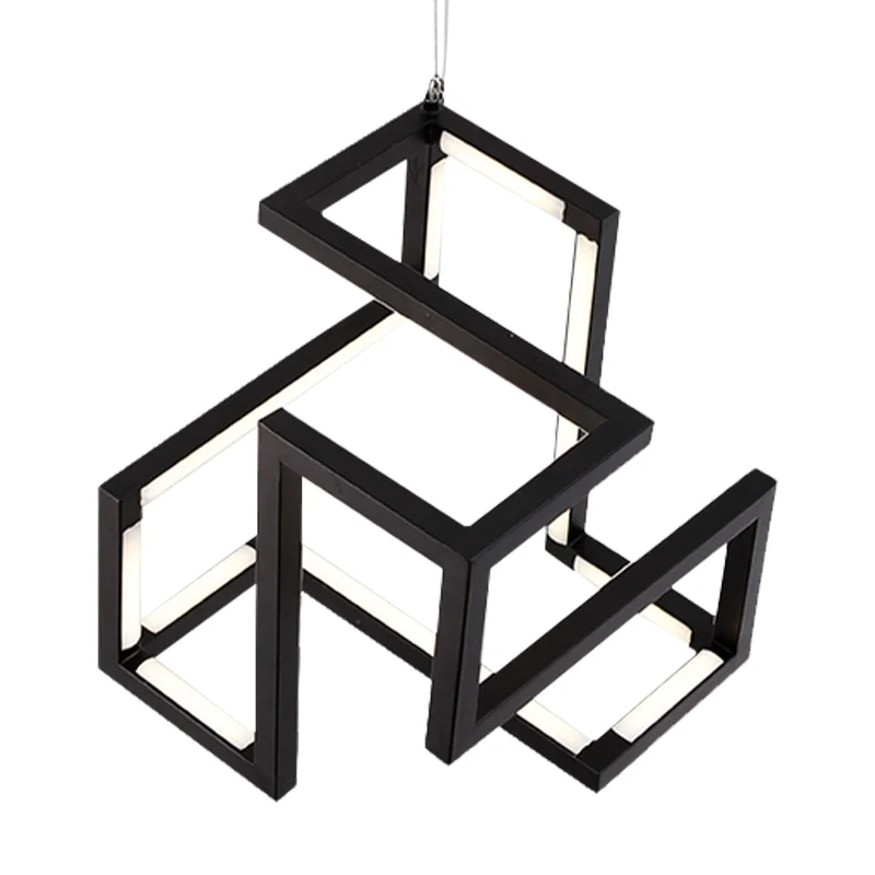 Zwart/wit geometrische hanglamp Scandinavische stijlvolle LED-metalen kroonluchterlamp voor slaapkamer Clearhalo
