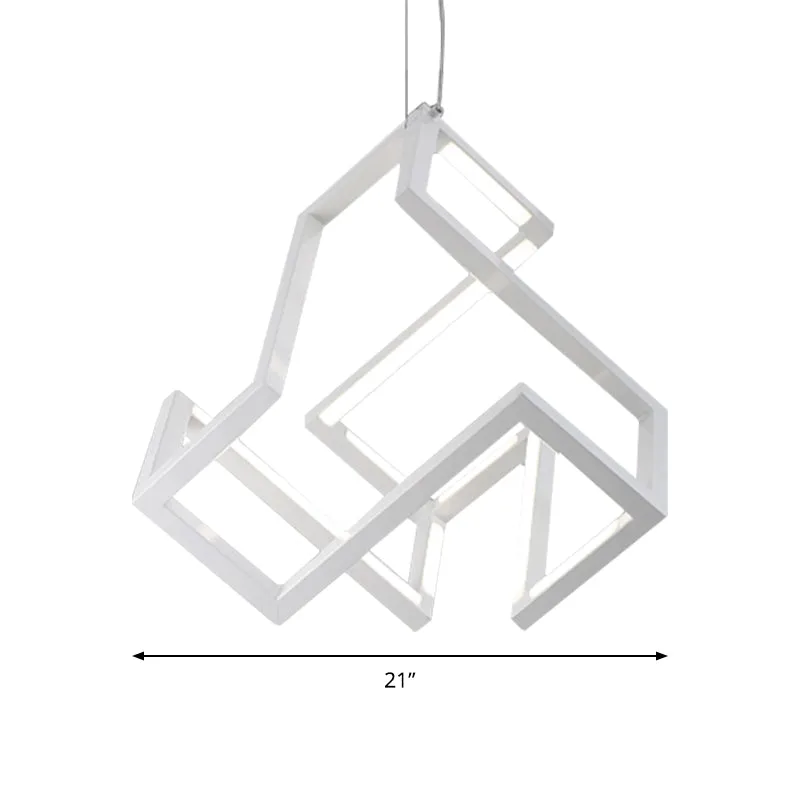 Zwart/wit geometrische hanglamp Scandinavische stijlvolle LED-metalen kroonluchterlamp voor slaapkamer Clearhalo