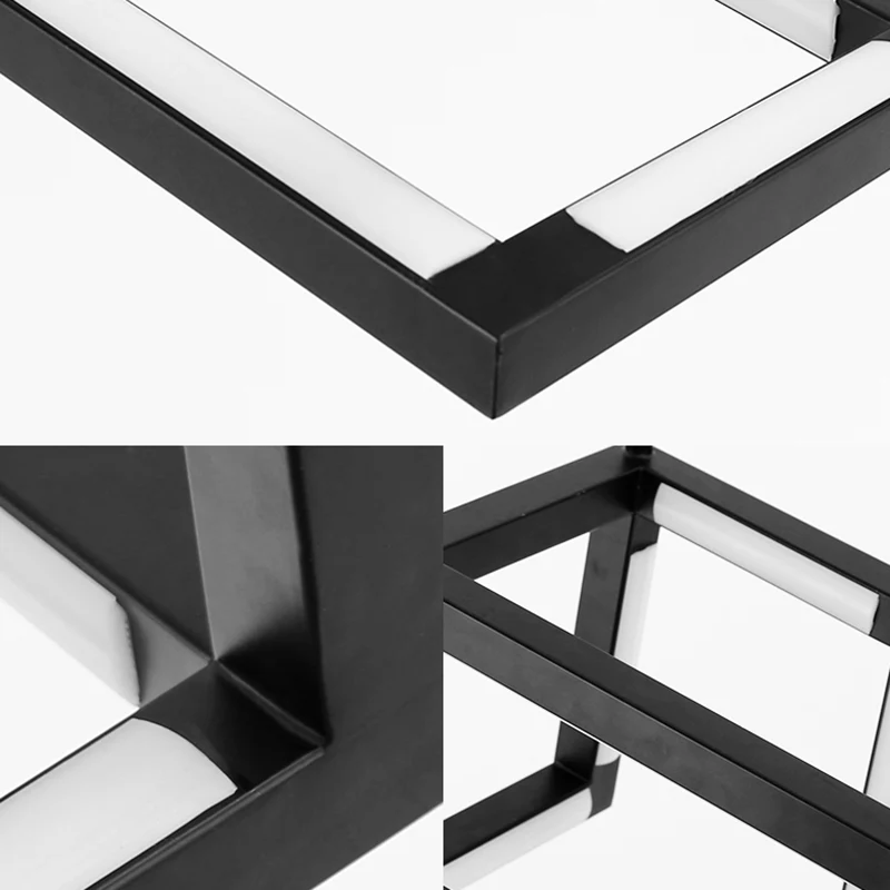 Zwart/wit geometrische hanglamp Scandinavische stijlvolle LED-metalen kroonluchterlamp voor slaapkamer Clearhalo