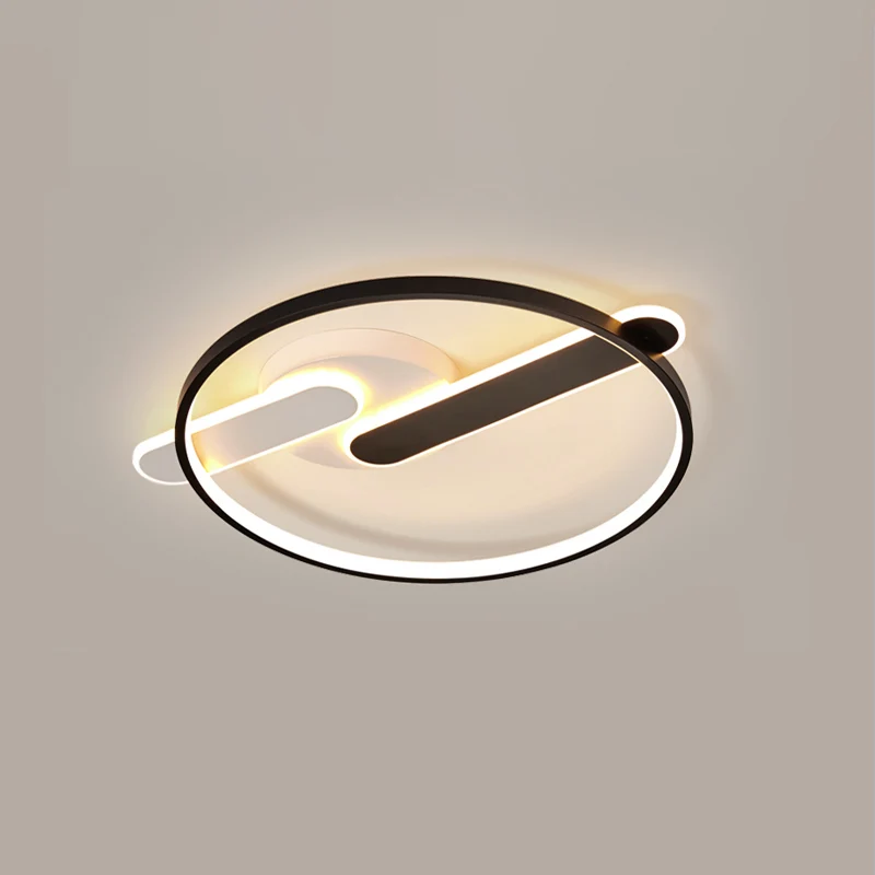 Zwart-wit geometrische LED-plafondlamp Eenvoud Metaal inbouw voor slaapkamer Clearhalo