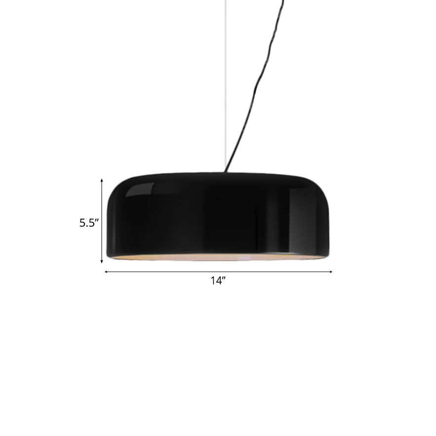 Zwart/Wit Koepel Hangend Plafondlamp Eenvoudig 1 Kops Metalen Hanglamp, 14"/19"/23,5" Breed Clearhalo