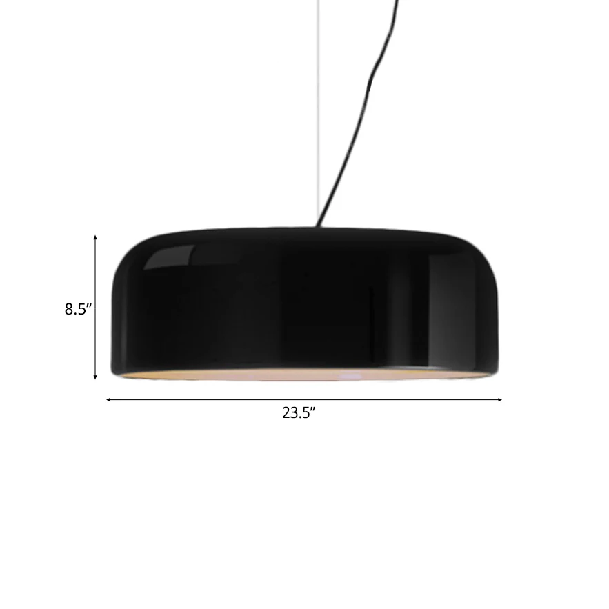 Zwart/Wit Koepel Hangend Plafondlamp Eenvoudig 1 Kops Metalen Hanglamp, 14"/19"/23,5" Breed Clearhalo