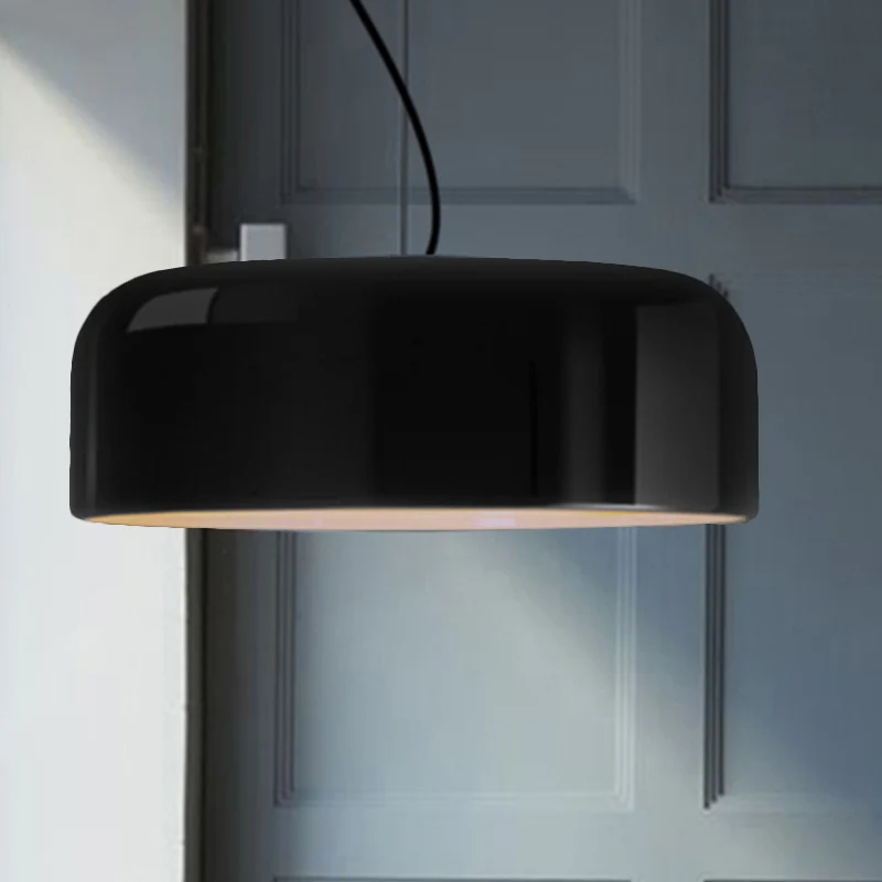 Zwart/Wit Koepel Hangend Plafondlamp Eenvoudig 1 Kops Metalen Hanglamp, 14"/19"/23,5" Breed Clearhalo
