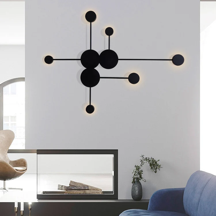 Zwart/Wit Spoetnik Wandkandelaar Lichtpunt Moderne LED 2/3/6 Lichten Acryl Wandlamp Warm/Wit Licht Clearhalo