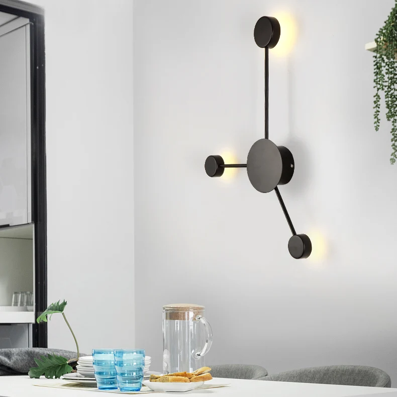 Zwart/Wit Spoetnik Wandkandelaar Lichtpunt Moderne LED 2/3/6 Lichten Acryl Wandlamp Warm/Wit Licht Clearhalo