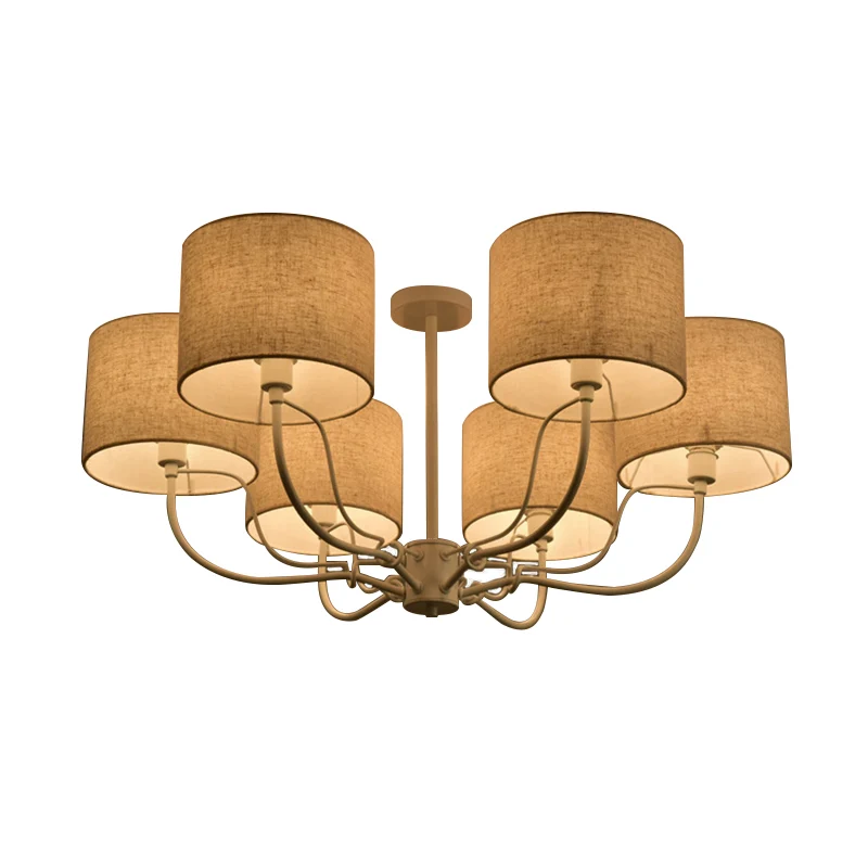Zwart/wit vat plafondlamp modernisme 3/6 lampen stof semi-inbouw kroonluchter voor lounge Clearhalo