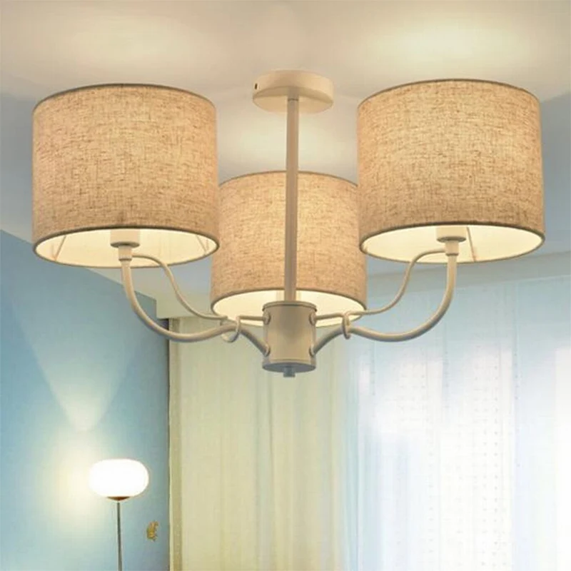 Zwart/wit vat plafondlamp modernisme 3/6 lampen stof semi-inbouw kroonluchter voor lounge Clearhalo