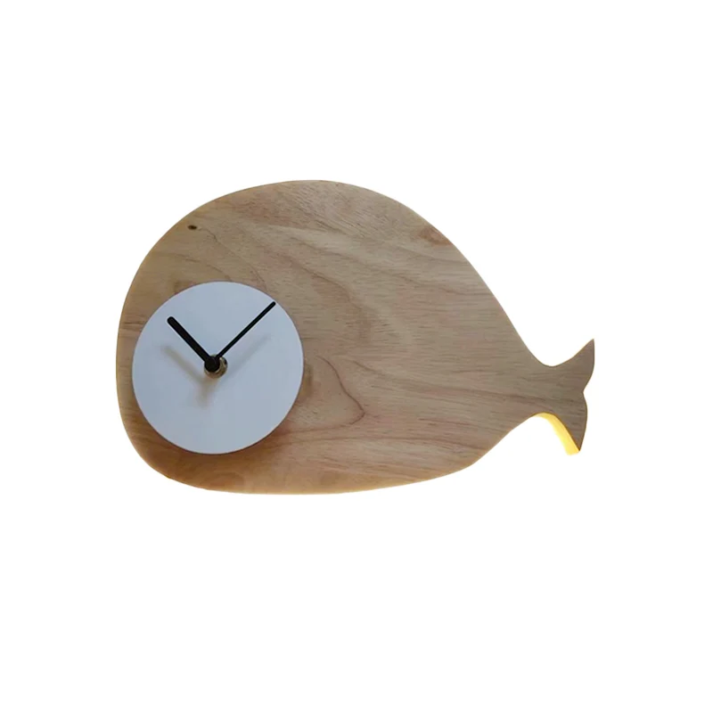 Zwart/Wit/Beige Walvis Wandverlichting Cartoon Houten LED Flush Wandkandelaar met/zonder Klok Warm/Wit Licht Clearhalo