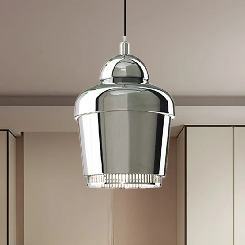 Zwart/wit/chroom hangende plafondlamp met pot Moderne 1-lichts ijzeren hangende hanglamp Clearhalo