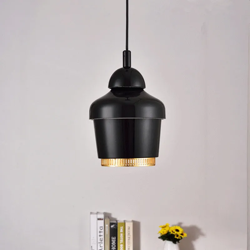 Zwart/wit/chroom hangende plafondlamp met pot Moderne 1-lichts ijzeren hangende hanglamp Clearhalo