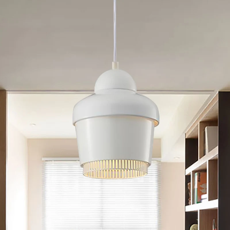 Zwart/wit/chroom hangende plafondlamp met pot Moderne 1-lichts ijzeren hangende hanglamp Clearhalo