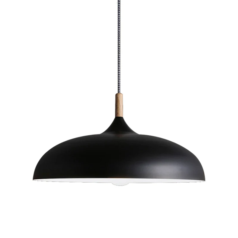 Zwart/witte afwerking Koepelhanglamp Retrostijl Metaal 1-lamps keukenhanglamp met verstelbaar snoer Clearhalo