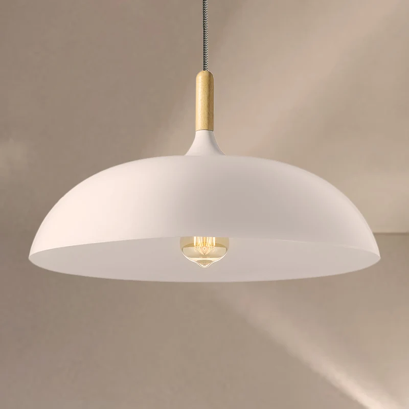 Zwart/witte afwerking Koepelhanglamp Retrostijl Metaal 1-lamps keukenhanglamp met verstelbaar snoer Clearhalo